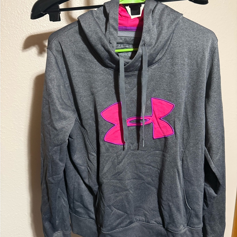 Under Armour‎ Charcoal Hoodie with Vibrant Pink Emblem